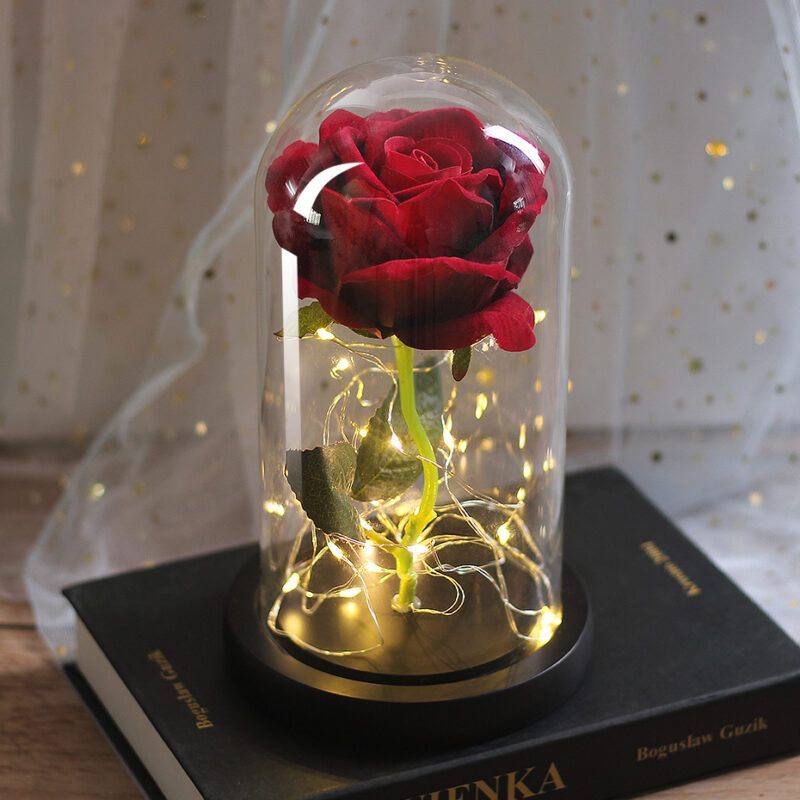 Mothers Day Wedding Favors Bridesmaid Gift Immortal Simulation Rose Glass Cover Luminous Led Ornament - Image 6