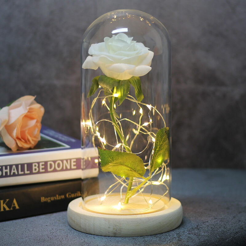 Mothers Day Wedding Favors Bridesmaid Gift Immortal Simulation Rose Glass Cover Luminous Led Ornament - Image 5