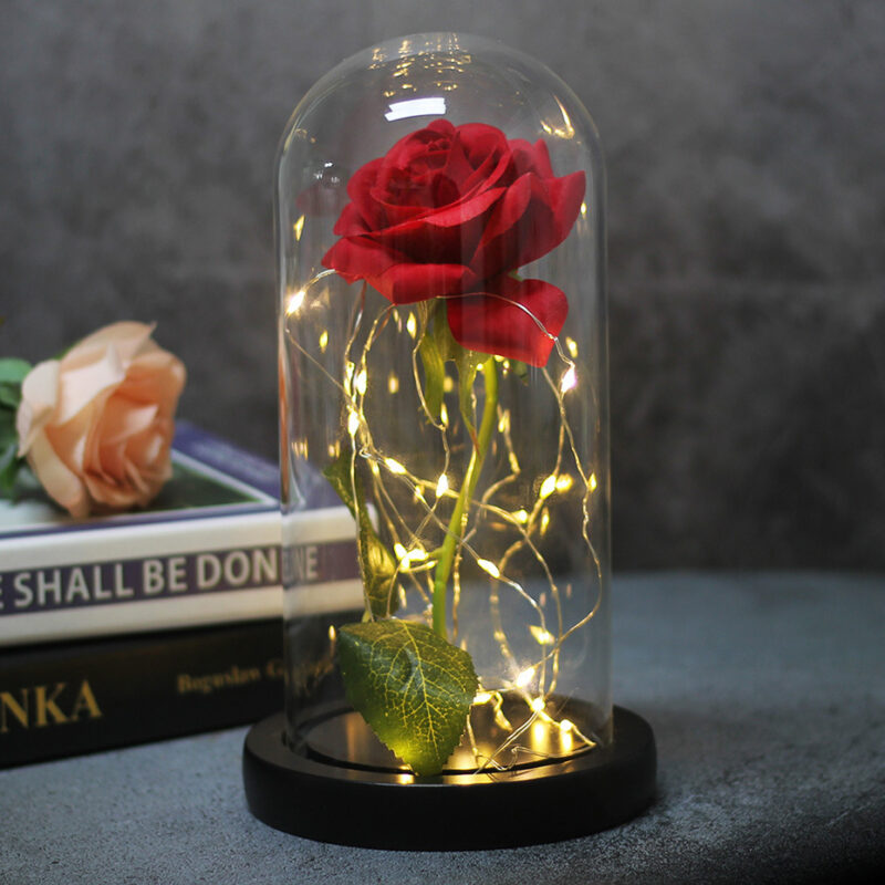 Mothers Day Wedding Favors Bridesmaid Gift Immortal Simulation Rose Glass Cover Luminous Led Ornament - Image 4