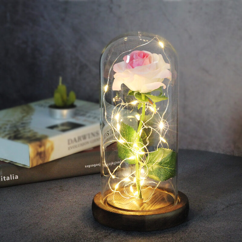 Mothers Day Wedding Favors Bridesmaid Gift Immortal Simulation Rose Glass Cover Luminous Led Ornament - Image 7