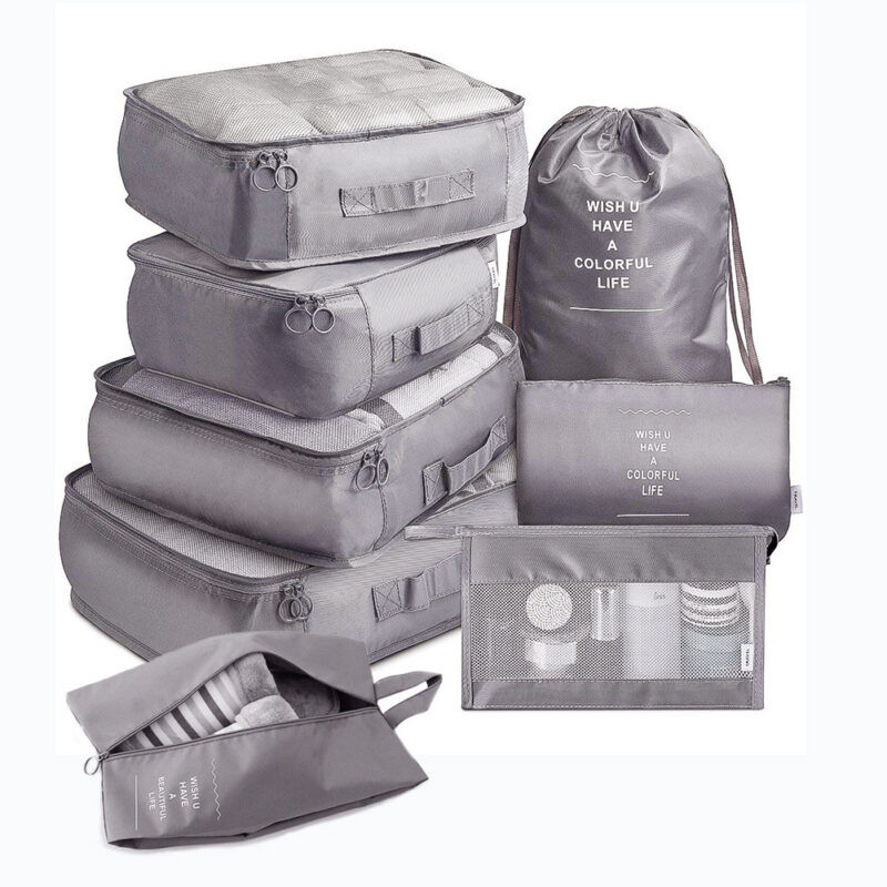 8-piece Set Luggage Divider Bag Travel Storage Clothes Underwear Shoes Organizer Packing Cube Bag - Image 3