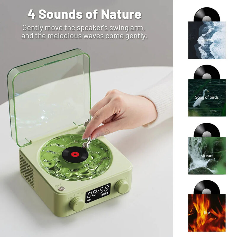 Retro Turntable Speaker Wireless Bluetooth 5.0 Vinyl Record Player Stereo Sound With White Noise RGB Projection Lamp Effect - Image 4