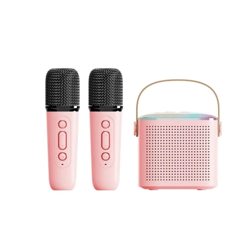 Microphone Karaoke Machine Bluetooth Speaker With 2 Wireless Mic RGB Light Home Family Singing Speaker - Image 2