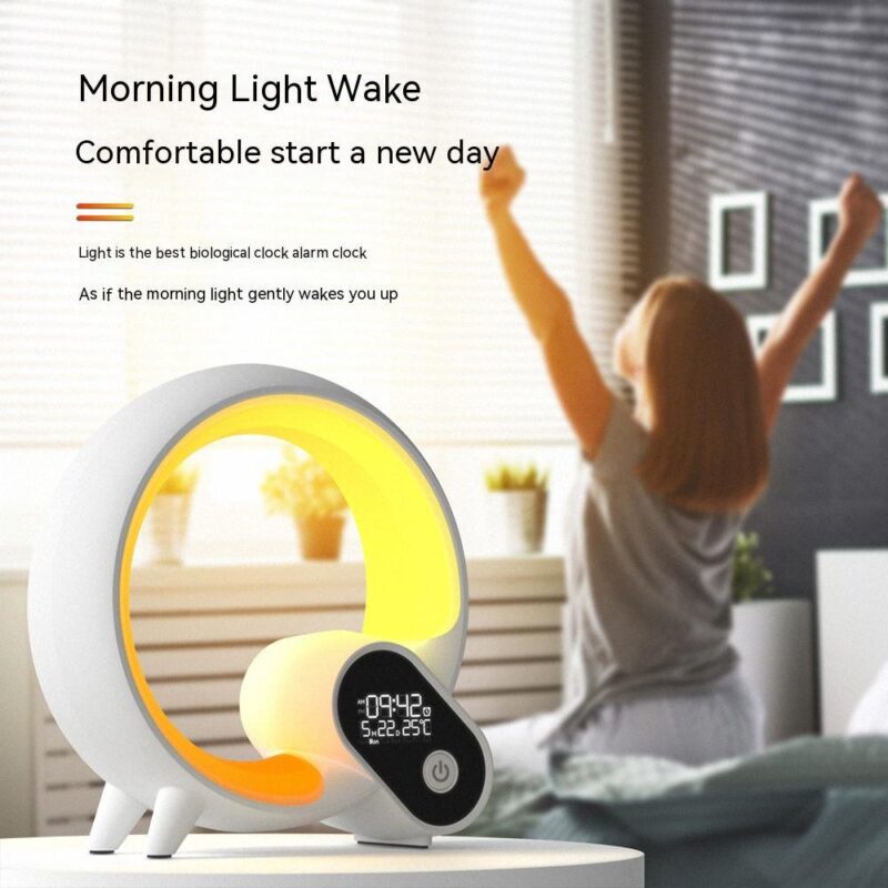 Creative Q Light Analog Sunrise Digital Display Alarm Clock Bluetooth Audio Intelligent Wake-up Q Colorful Atmosphere Light - Image 5