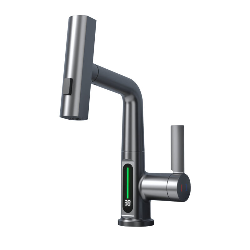 Intelligent Digital Display Faucet Pull-out Basin Faucet Temperature Digital Display Rotation - Image 2