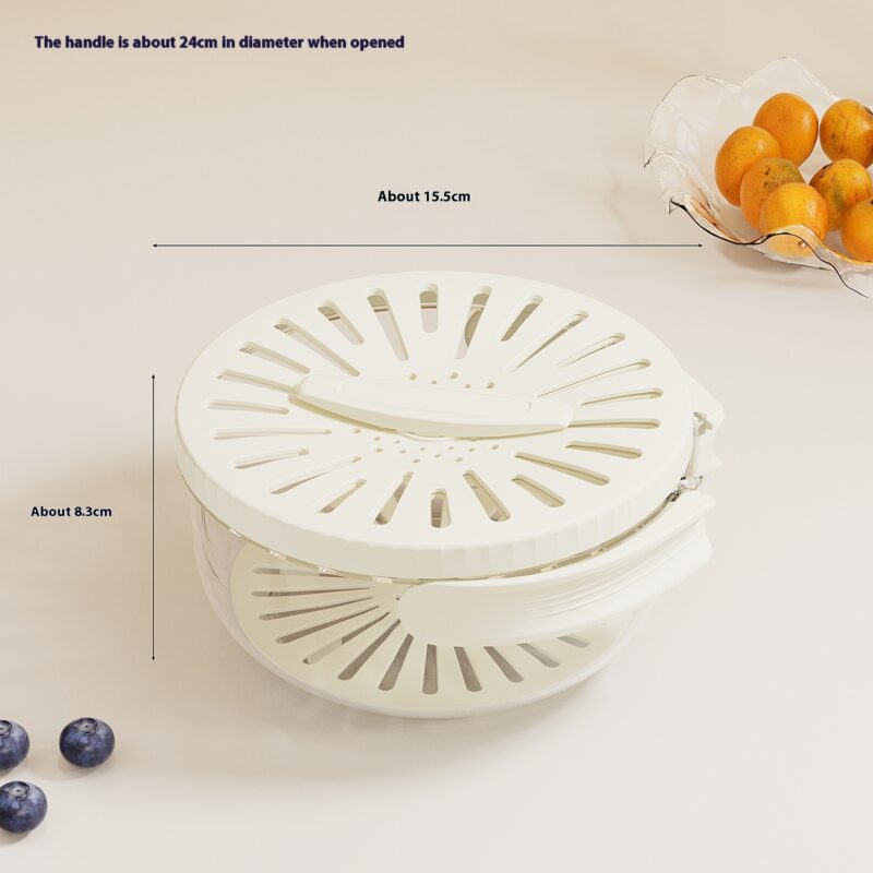 Fruit Drain Basket With Lid Vegetable Washing Bowl Foldable Handle Cleaning Colander Plastic Refrigerator Crisper Kitchen Box Kitchen Gadgets - Image 8