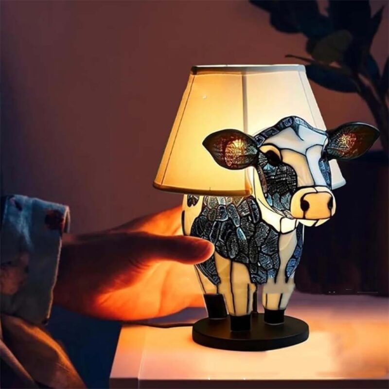 Beautiful Cow Table Lamp Bedside Table Lamp With USB Bedside Lamp For Living Room Bedroom Dormitory Bra Ornament - Image 3