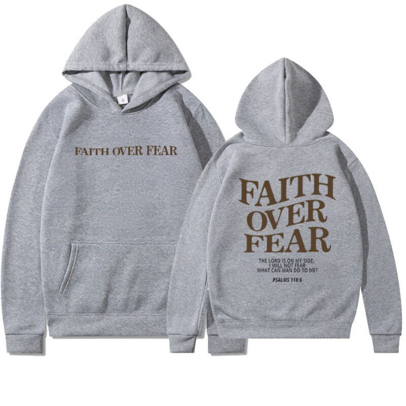 Faith Over Fear Christian Hoodie Christian Sweatshirt Jesus Hoodie Trendy Hoodie Bible Verse Shirt Unisex Aesthetic Clothes - Image 8