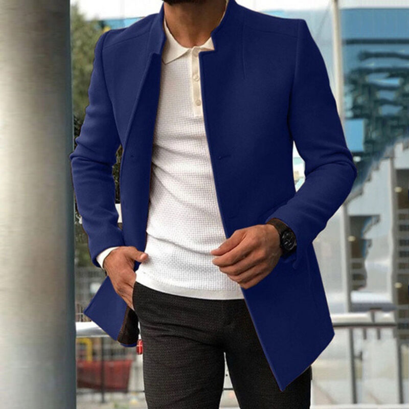 Men's Slim Coat Fashion Single-breasted Solid Color Business Jackets Fall And Winter Tops Outwear Clothing - Image 4