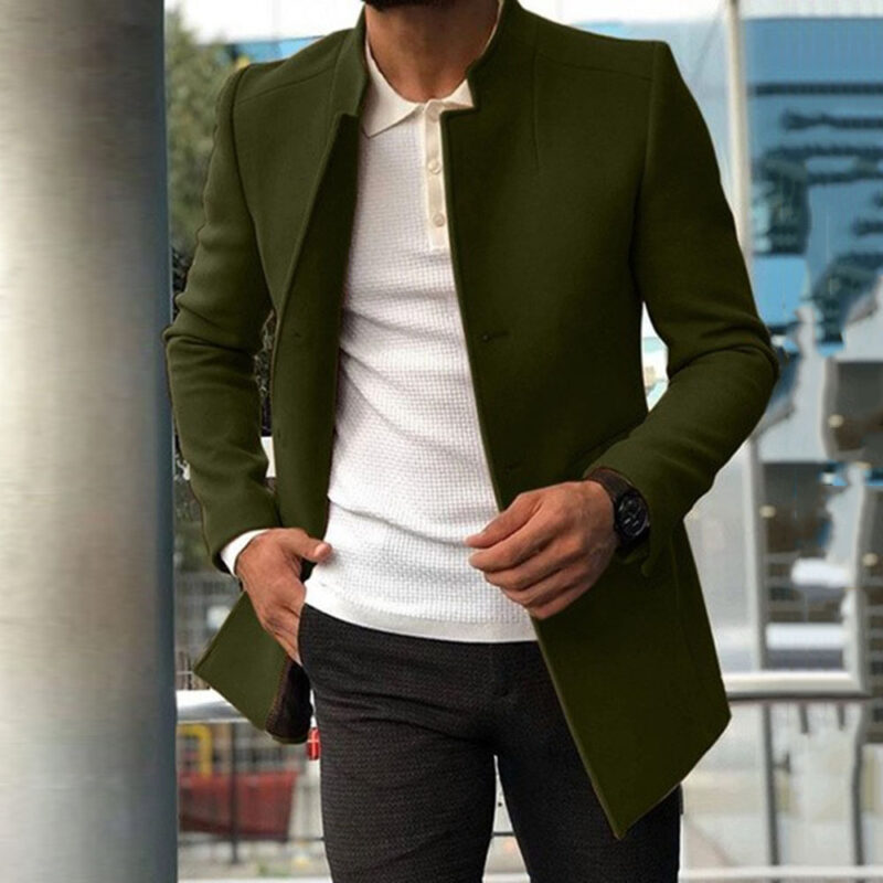 Men's Slim Coat Fashion Single-breasted Solid Color Business Jackets Fall And Winter Tops Outwear Clothing - Image 5