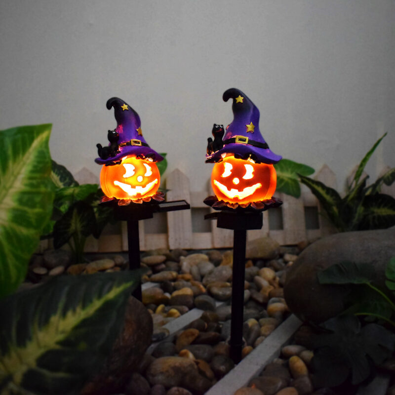 Creative Solar Outdoor Garden Halloween Pumpkin Lantern Resin Handicrafts Garden Festival Atmosphere Decorative Insert Light - Image 9