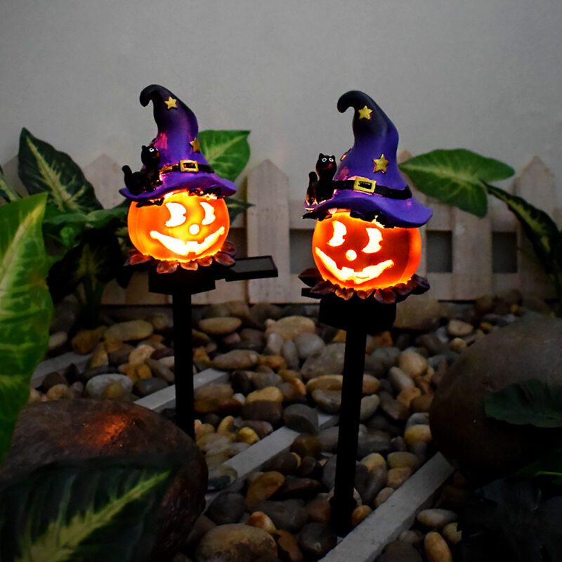 Creative Solar Outdoor Garden Halloween Pumpkin Lantern Resin Handicrafts Garden Festival Atmosphere Decorative Insert Light - Image 4