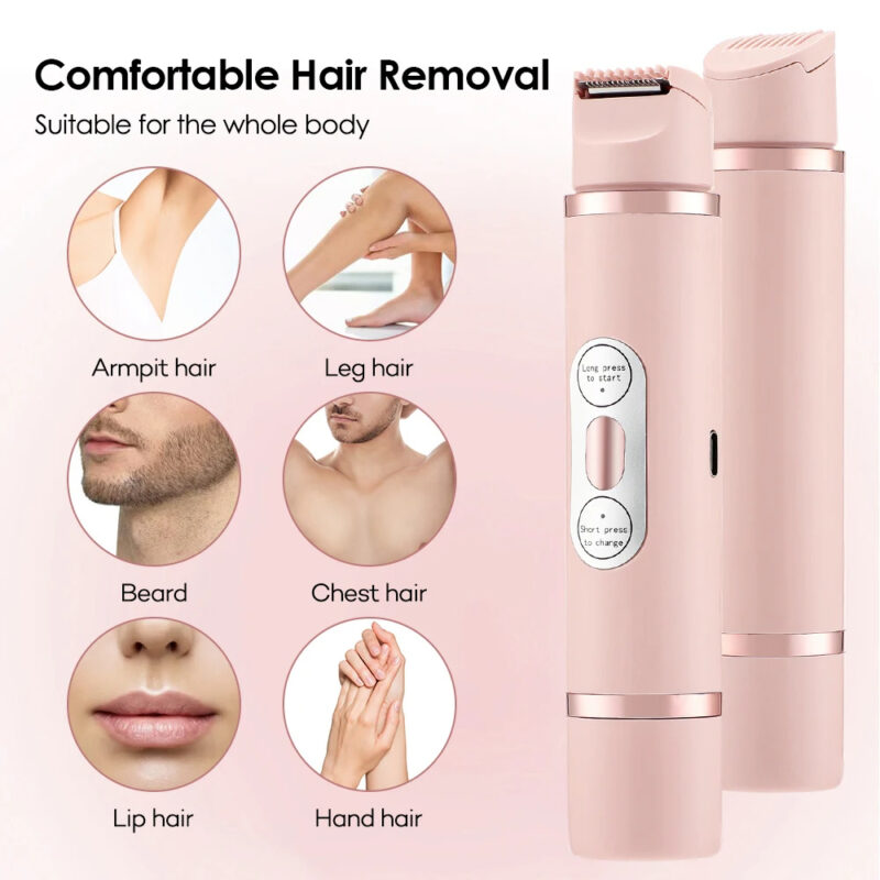 Dual-Head Electric Shaver Painless Women's Epilator Hair Removal Device Automatic Hair Trimmer Underarm Facial Lips Leg