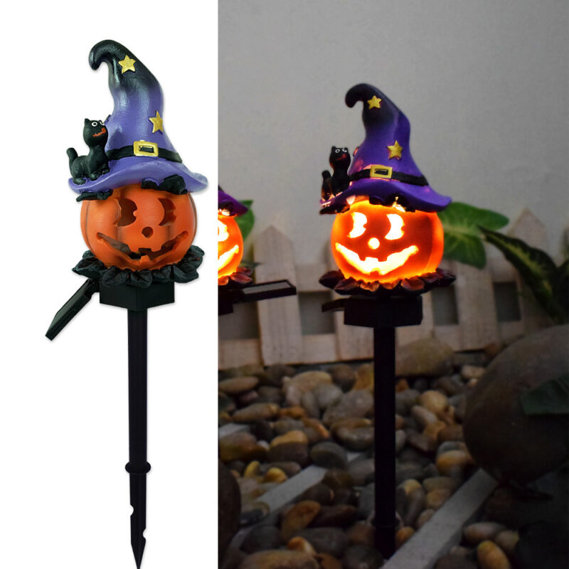 Creative Solar Outdoor Garden Halloween Pumpkin Lantern Resin Handicrafts Garden Festival Atmosphere Decorative Insert Light - Image 8