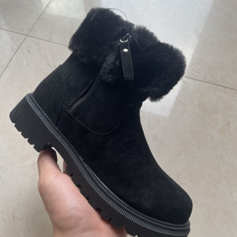 Warm Plush Boots Winter Fashion Side-Zipper Snow Boot For Women Outdoor Thickened Low-heelded Shoes - Image 5