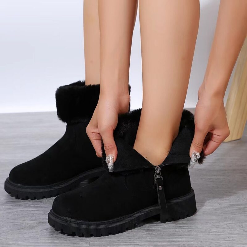 Warm Plush Boots Winter Fashion Side-Zipper Snow Boot For Women Outdoor Thickened Low-heelded Shoes - Image 7