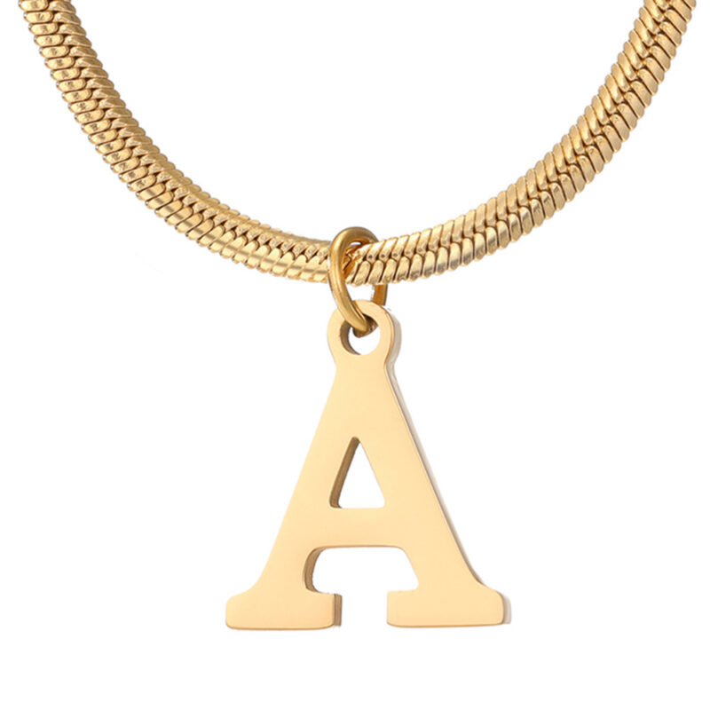 Minimalist A-Z Letter Pendant Necklace For Women Stainless Steel Gold Color Snake Chains Jewelry Birthday Gift - Image 7