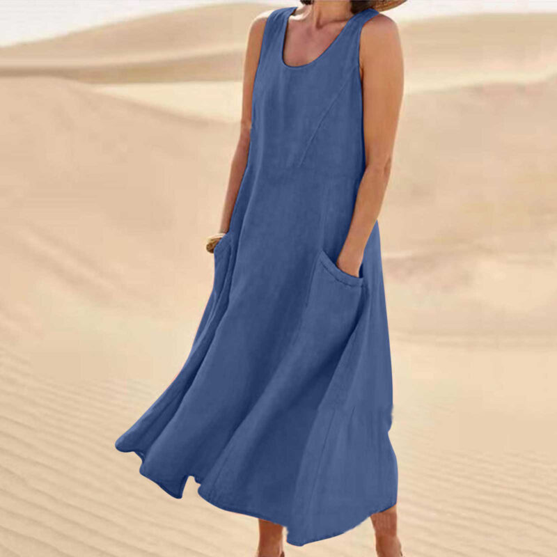 Summer Sleeveless Long Dress With Pockets Fashion Casual Loose Dresses Women's Clothing - Image 4