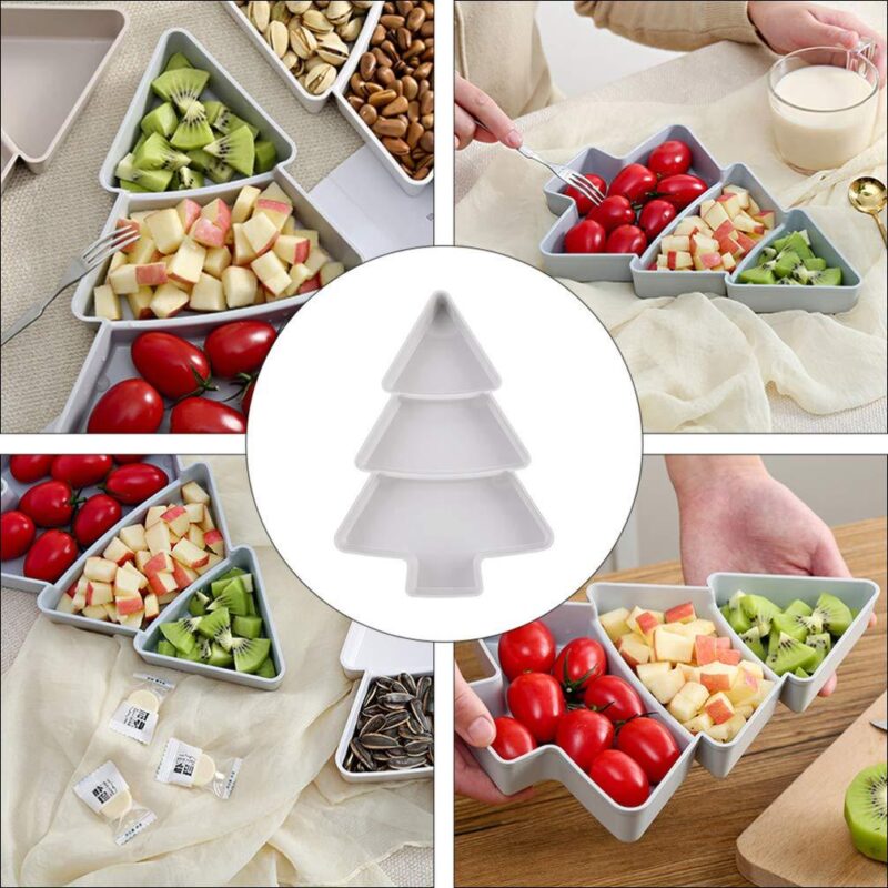 Christmas Tree Shaped Fruit Platter Creative Plates Storage Box Dried Fruit Snack Plates Divided Candy Dessert Plate Container - Image 6