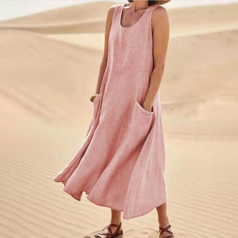 Summer Sleeveless Long Dress With Pockets Fashion Casual Loose Dresses Women's Clothing - Image 2