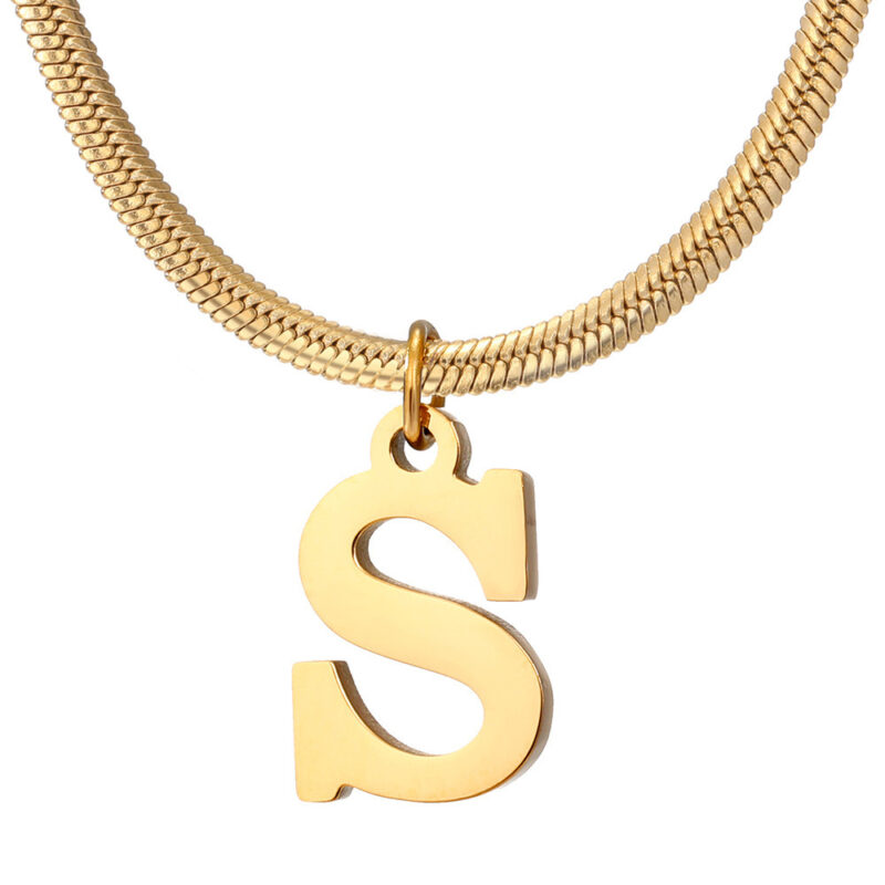 Minimalist A-Z Letter Pendant Necklace For Women Stainless Steel Gold Color Snake Chains Jewelry Birthday Gift - Image 3