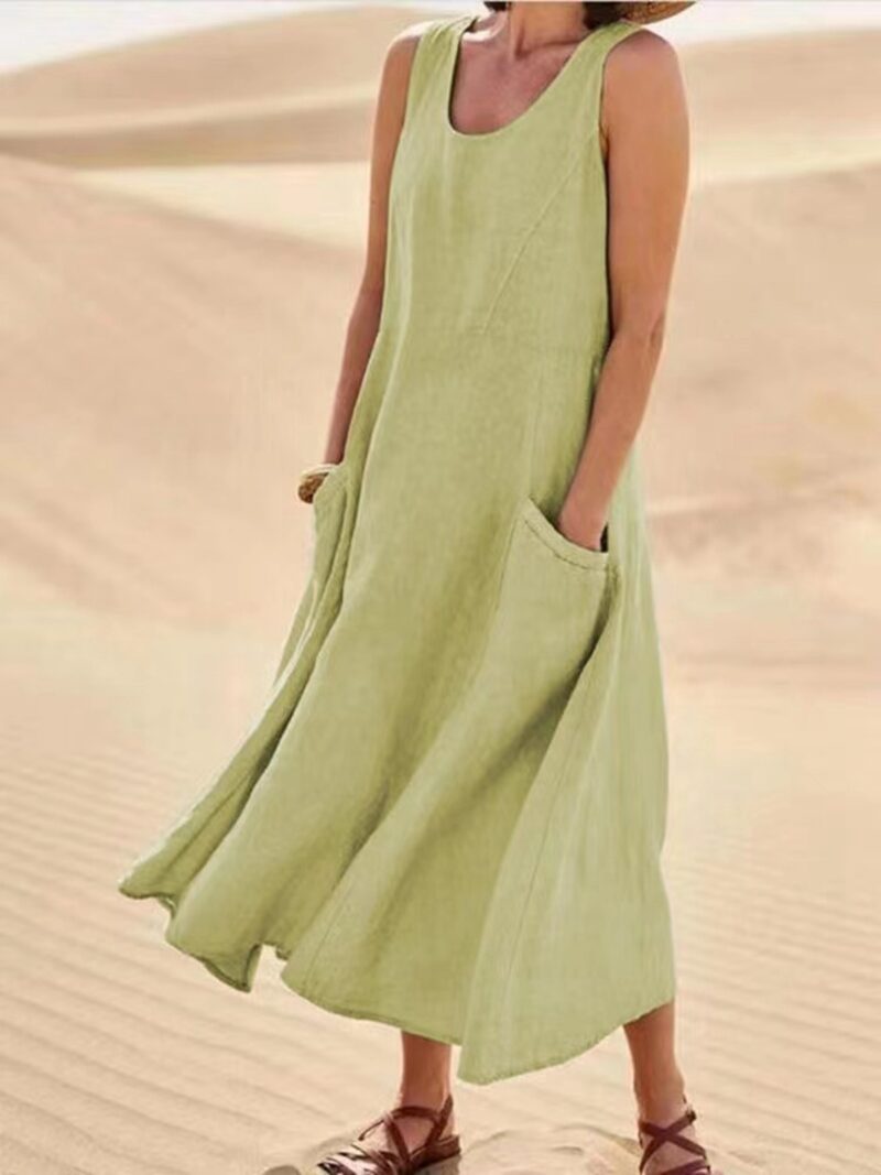 Summer Sleeveless Long Dress With Pockets Fashion Casual Loose Dresses Women's Clothing - Image 3