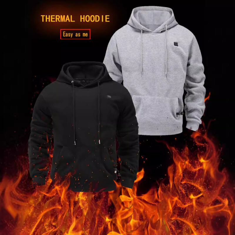 Men's USB Heating Brushed Hoody Warm