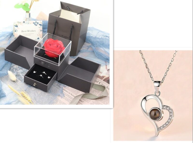 Hot Valentine's Day Gifts Metal Rose Jewelry Gift Box Necklace For Wedding Girlfriend Necklace Gifts - Image 8