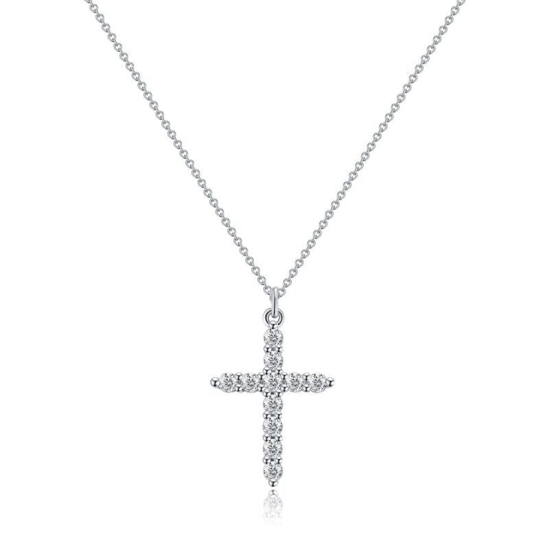 Fashion Jewelry Cross Full Diamond Crown Rotatable Necklace - Image 7