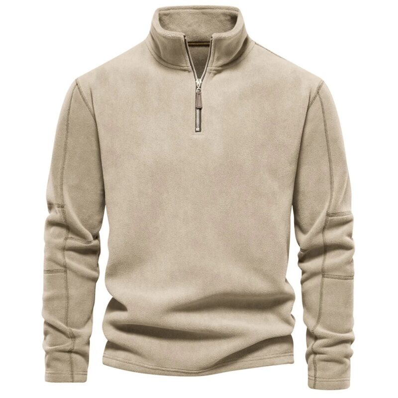 Fashion Personality Stand-collar Zippered Sweatshirt With Fleece Winter Casual Pullover Top Men's Clothing - Image 7