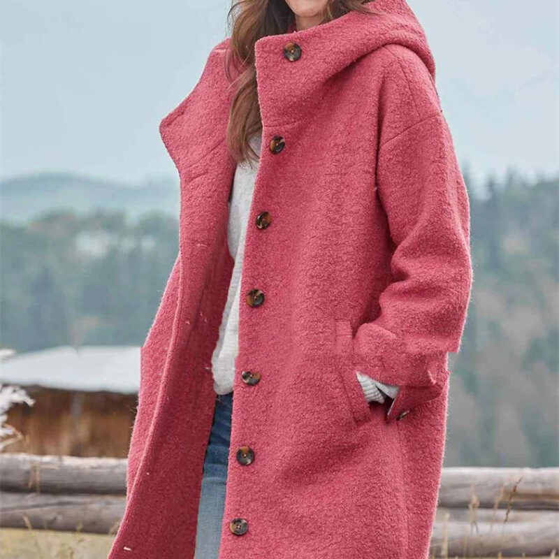 Women's Temperament Thickened Tweed Medium-length Trench Coat - Image 10