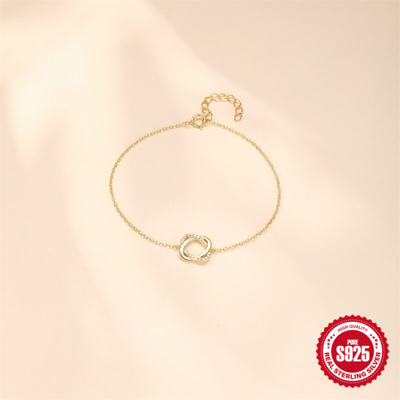 Sterling Silver Diamond Rose Ring Bracelet Niche - Image 5