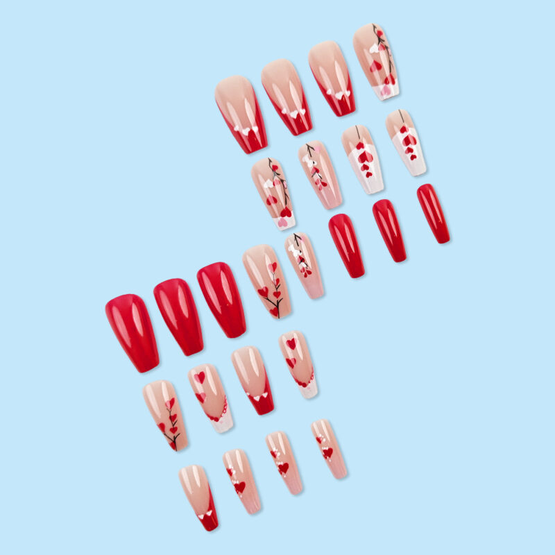 Long Red Heart Nail Sticker - Image 2