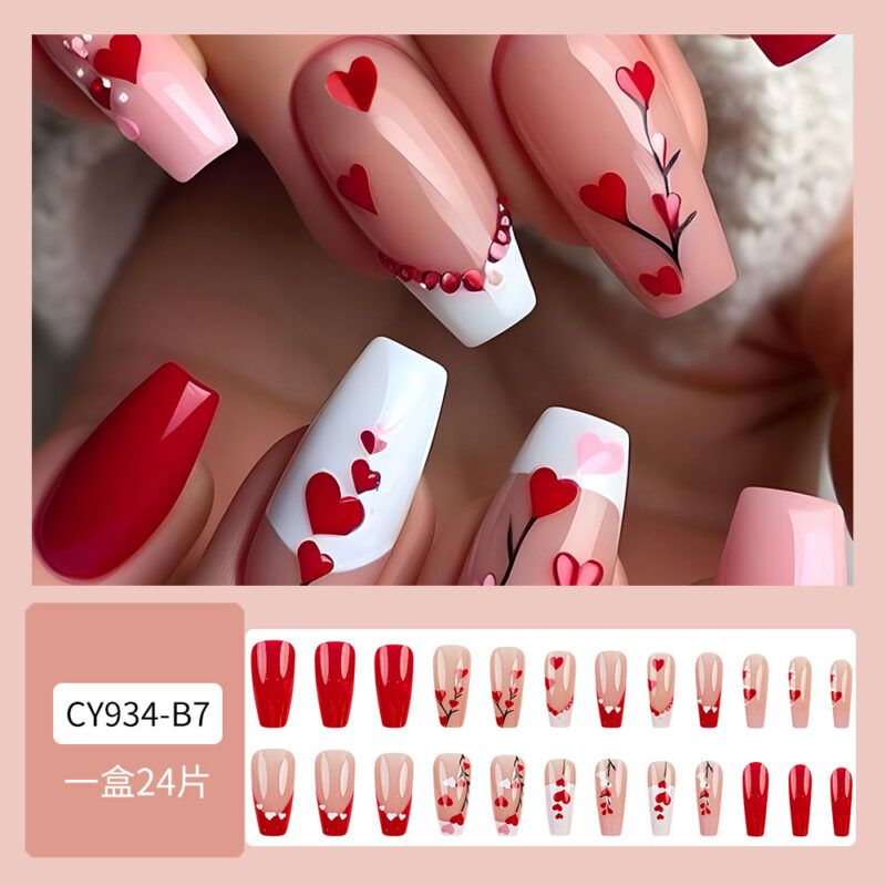 Long Red Heart Nail Sticker - Image 6