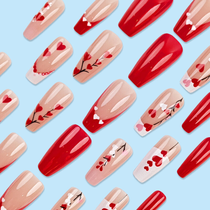 Long Red Heart Nail Sticker - Image 4