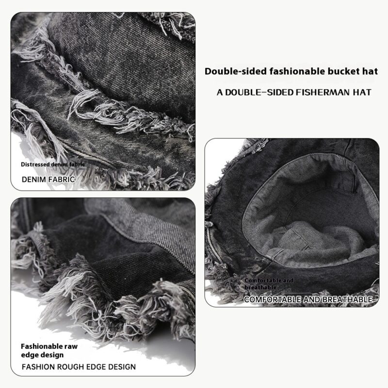 Washed Old Burr Double-sided Wear Bucket Hat - Image 10