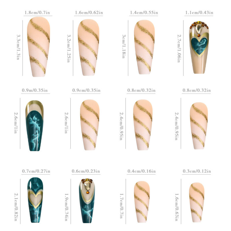 Green Blooming Love Tip Manicure Wear Nail Patch - Image 4