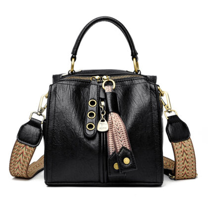 Multi-compartment Practical Messenger Bag Women's Shoulder Bag - Black