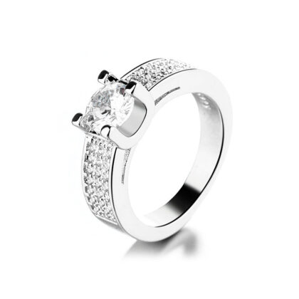 High-grade Plated 18K Four-claw Ring - Platinum, No 5