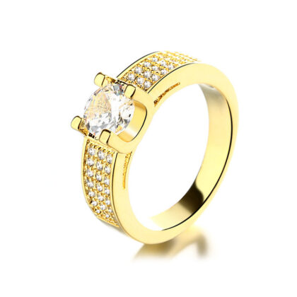 High-grade Plated 18K Four-claw Ring - Yellow Gold, No 6