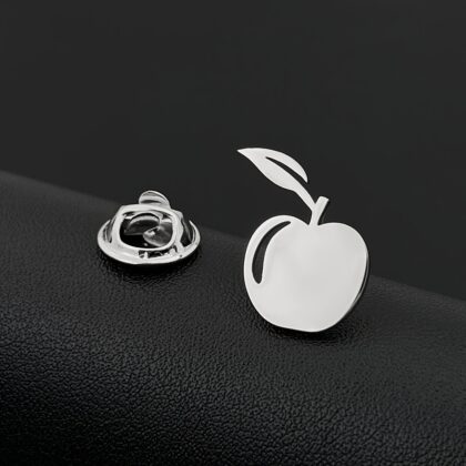 Little Lion Coffee Cup Apple Shape Badge Suit Accessories Creative Men's Brooch - Apple Silver