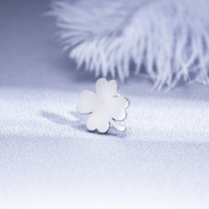 Fashion Four-leaf Clover Men's Suit Brooch Women Evening Dresses Badge Brooch - Silver