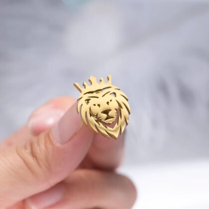 Little Lion Coffee Cup Apple Shape Badge Suit Accessories Creative Men's Brooch - Lion Gold