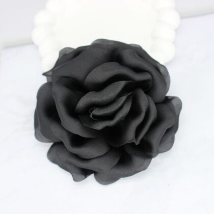 Elegant Business Suit Accessories Big Flower Sweater Brooch - Black, Linear Pin