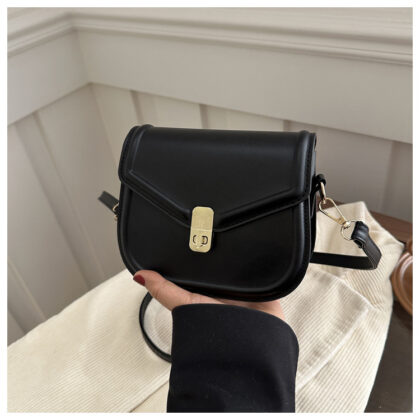 Niche Texture Shoulder Messenger Bag - Black