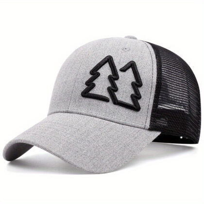 Embroidered Double Tree Hat Four Seasons All-matching Sun Hat Peaked Cap - Grey, Adjustable