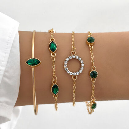 Geometric Rhinestone Bracelet Water Drop Bracelet Suit - S1170