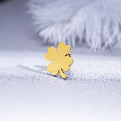Fashion Four-leaf Clover Men's Suit Brooch Women Evening Dresses Badge Brooch - Gold
