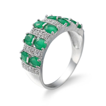 European And American Popular Romantic Color Zircon Ring - Emerald, No 6