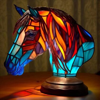 3D Colored Animal Light Desk Lamp Animal Series Decorative Night Light Animal Elephant Owl Cat Vintage Table Lamp Home Decoration - Magic Horse Head, Large 22cm